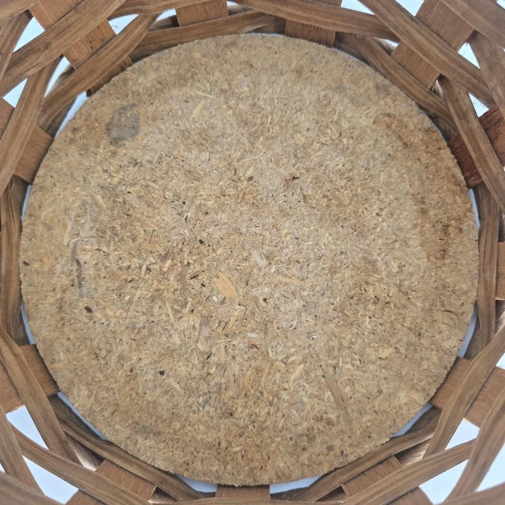 Vintage Pyrex Woven Wood Casserole Basket Round Trivet Holder Brown 9.5 Inch